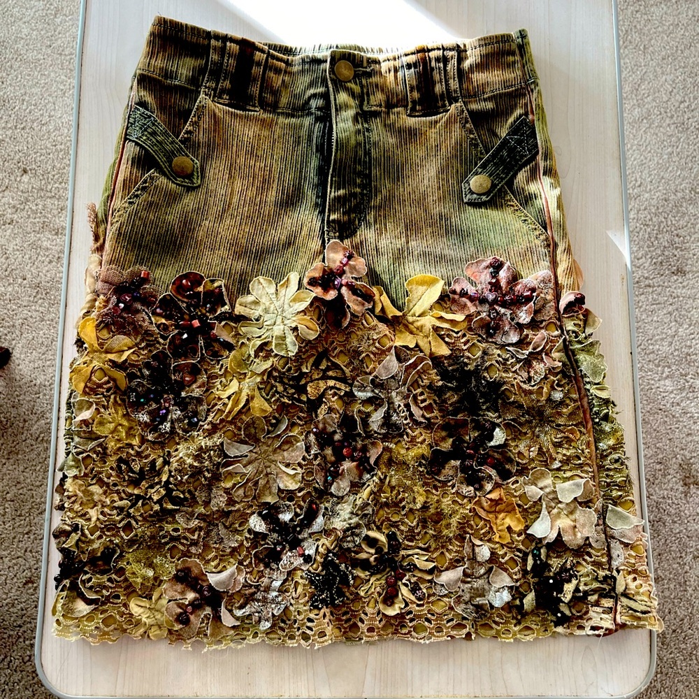 Corduroy embroidered mini skirt by Coolest (brand) Uk